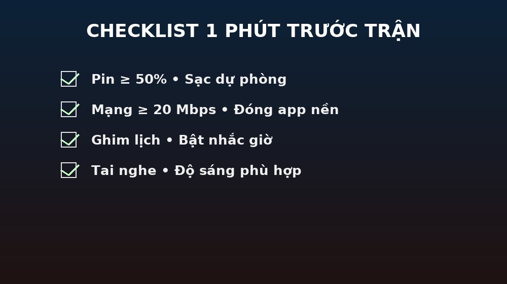 Checklist xem đá gà trực tiếp tối giản